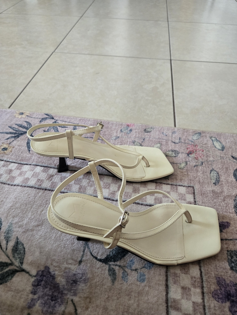 Marc Fisher Cream Strappy Square-Toe Women's Sandals - Picture 2 of 3